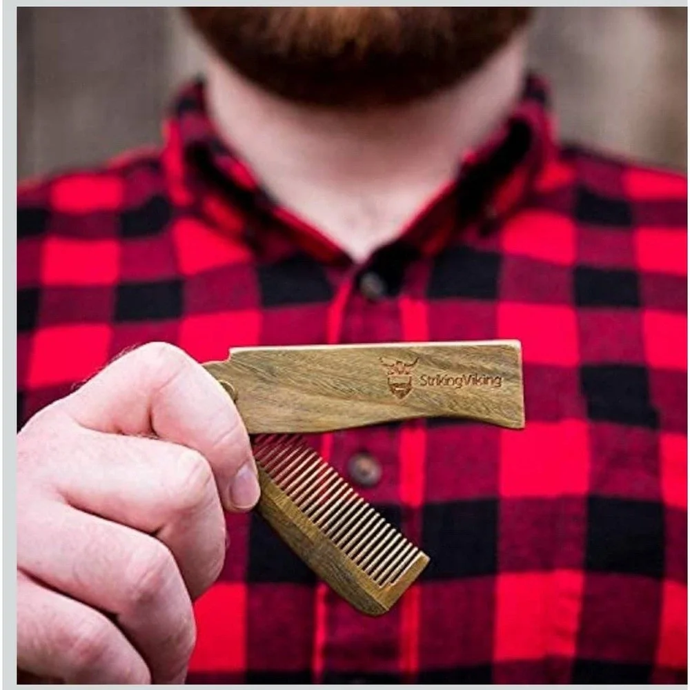 Striking Viking Folding Wooden Comb 4 Inch (Pack of 1), - Large‎